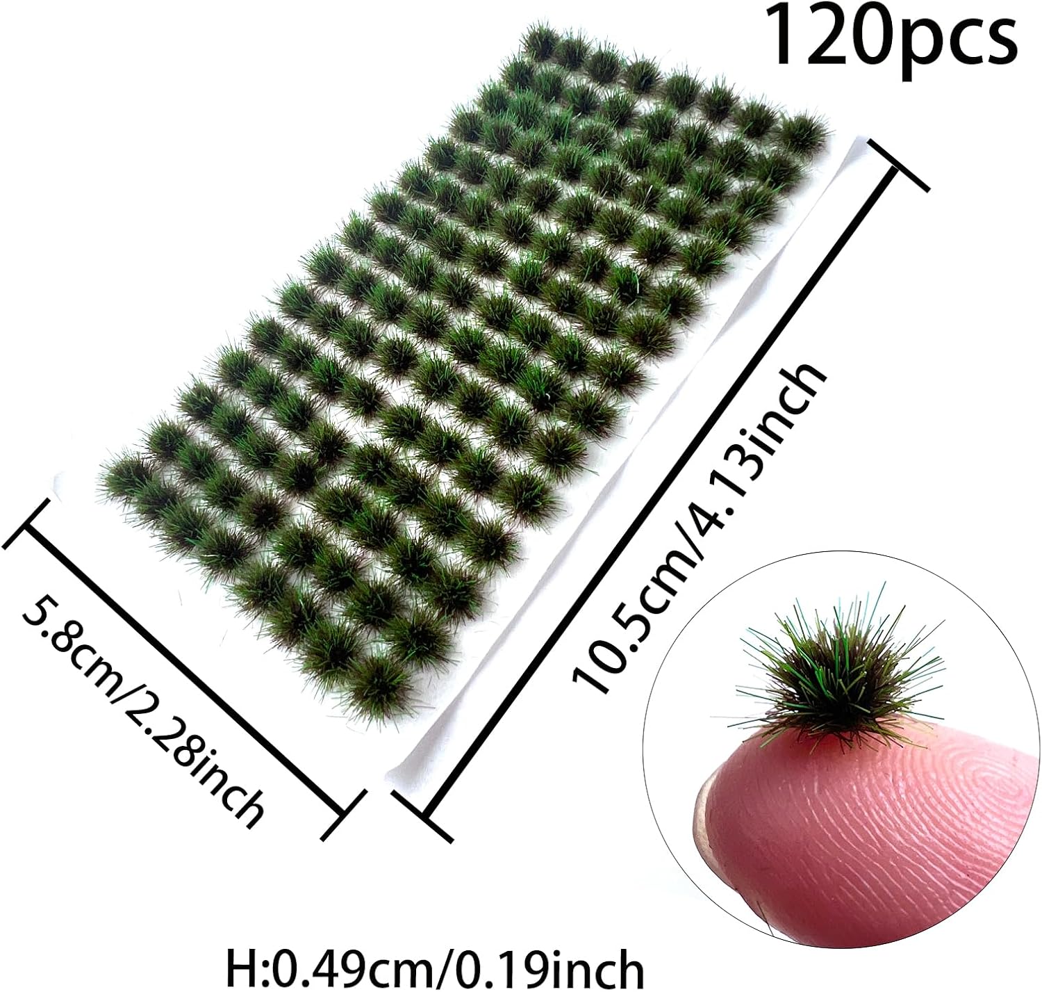 120Pcs Miniature Green Mixed Grass Tufts, 0.19 Inch Height - Model Railway Diorama, Train Layout & Car Scene Scenery Accessories (Green2)