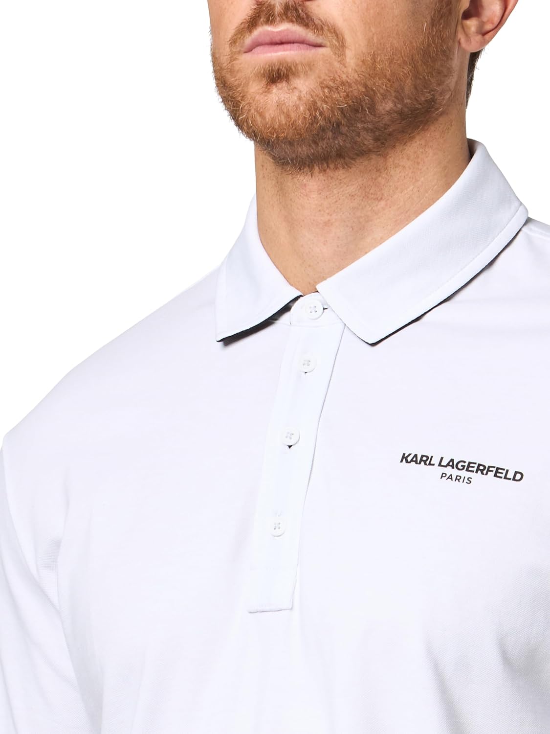 KARL LAGERFELD Men's Short Sleeve Straight Collar Regular Fit Karl Chest Logo Polo