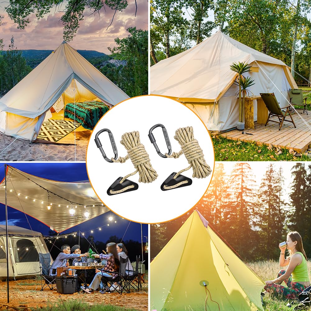 Lot De 4 Haubans Réfléchissants 4 Mètres Avec Tendeur - Corde Nylon 4mm, Charge 34kg - Pour Tente, Camping, Jardinage