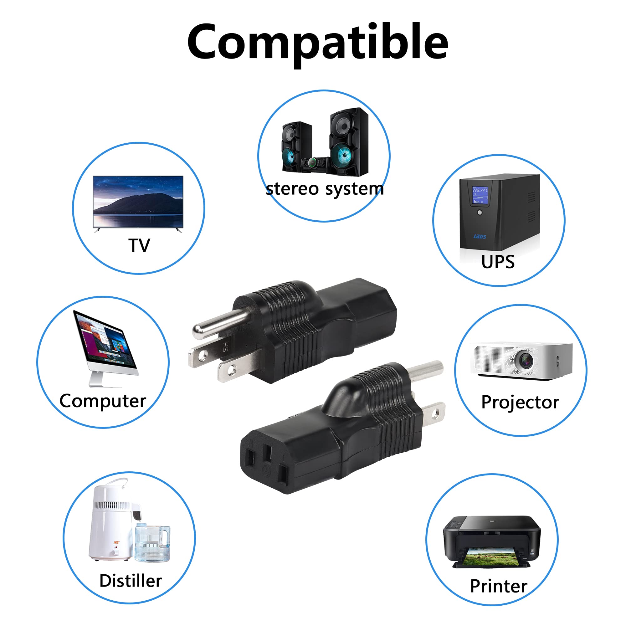 Amazon.co.jp: CERRXIAN NEMA 5-15P - IEC 320 C13 メスアダプター (2