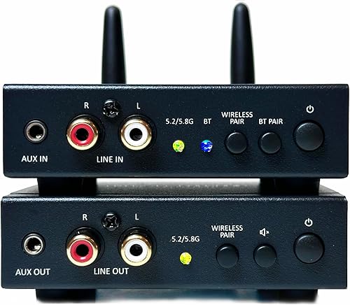 DYNASTY PROAUDIO Adaptador de audio inalámbrico WSA-5BT con chipset Bluetooth 5.3 Qualcomm® aptX™, latencia ultra baja, banda dual 5.2/5.8GHz, fácil