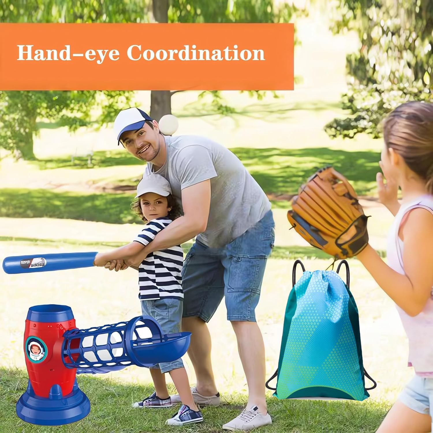 T Ball Set for Kids Toddlers, Electric Automatic Baseball Pitching Machine Pitcher Machines, Tee Ball Set Baseball Tee for Kids Toddlers 3-5 5-8 3-12 image 4