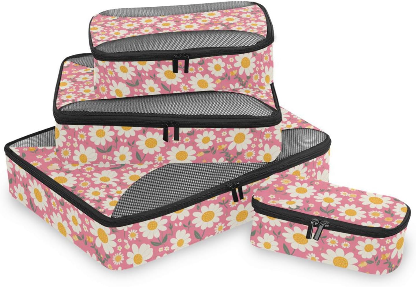 Daisy Magenta 4 Pcs set organizers and storage Mesh Travel Essentials expandable packing cubes for women