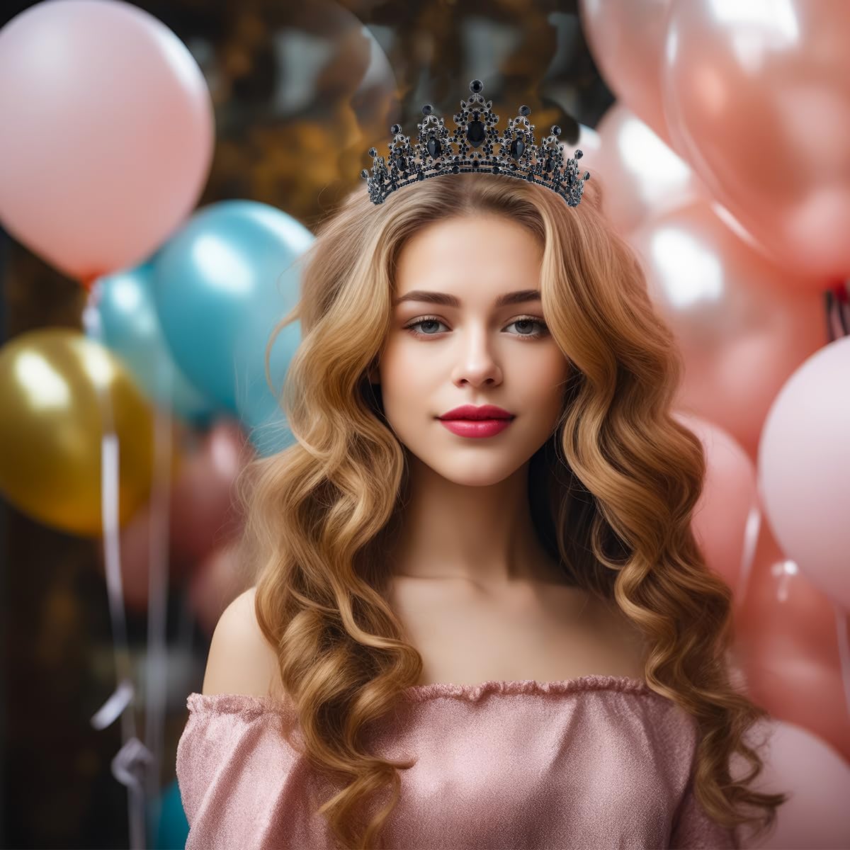 Birtthday Tiara Crown with Sash for Women Birthday Queen Party