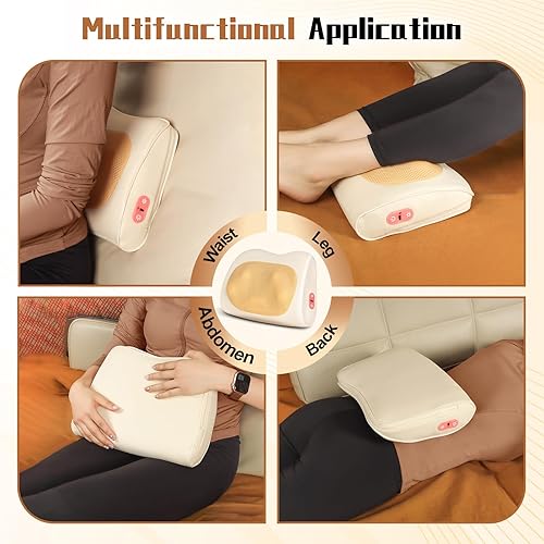 Miniatura 7 de Shiatsu Masajeador de espalda y cuello con calor, almohada de masaje eléctrica portátil 3D inalámbrica, masaje de tejido profundo para cuello,