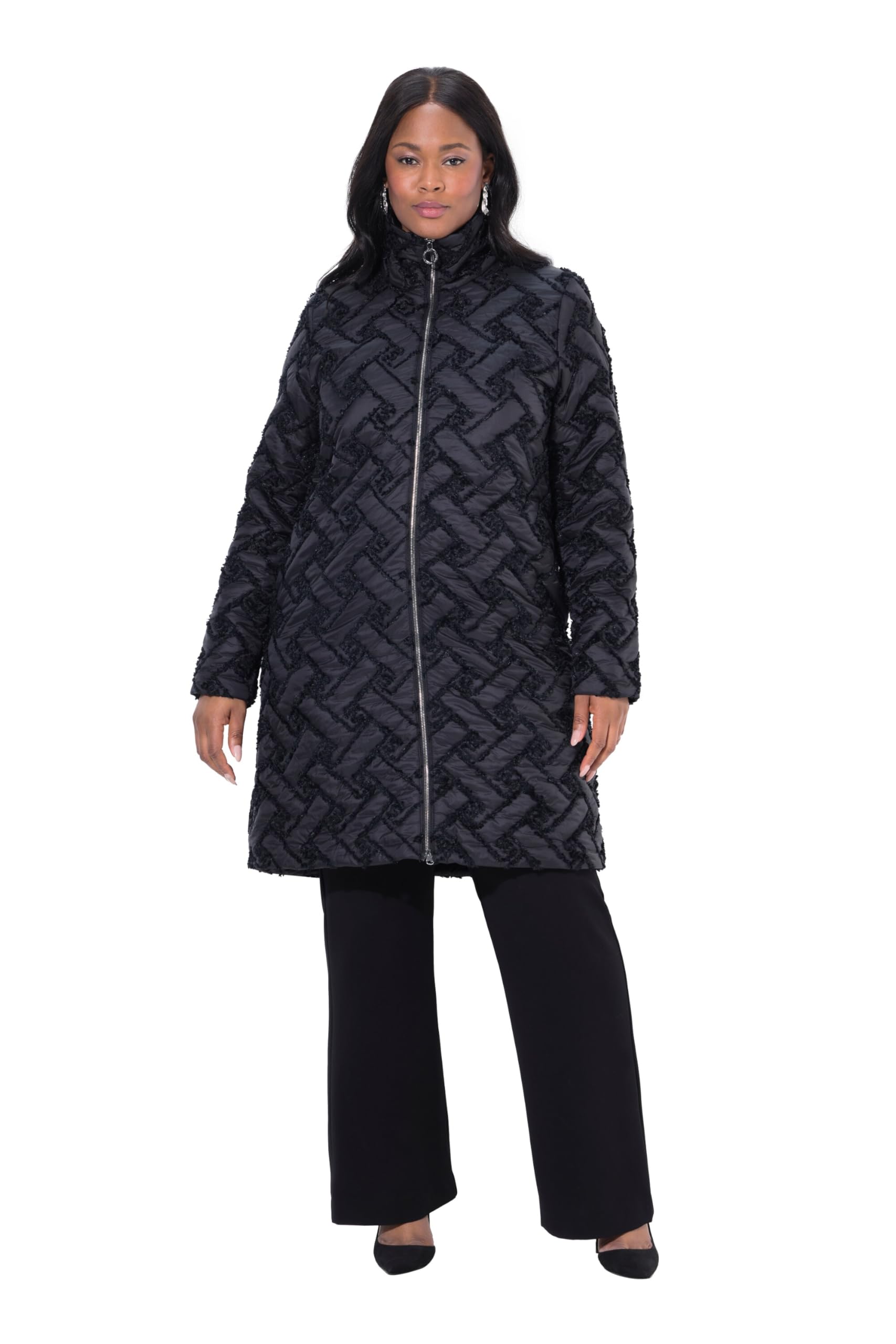 Ulla Popken Damen große Größen Übergrößen Plus Size Steppjacke, A-Linie, Stehkragen, Two-Tone-Stepp 840936