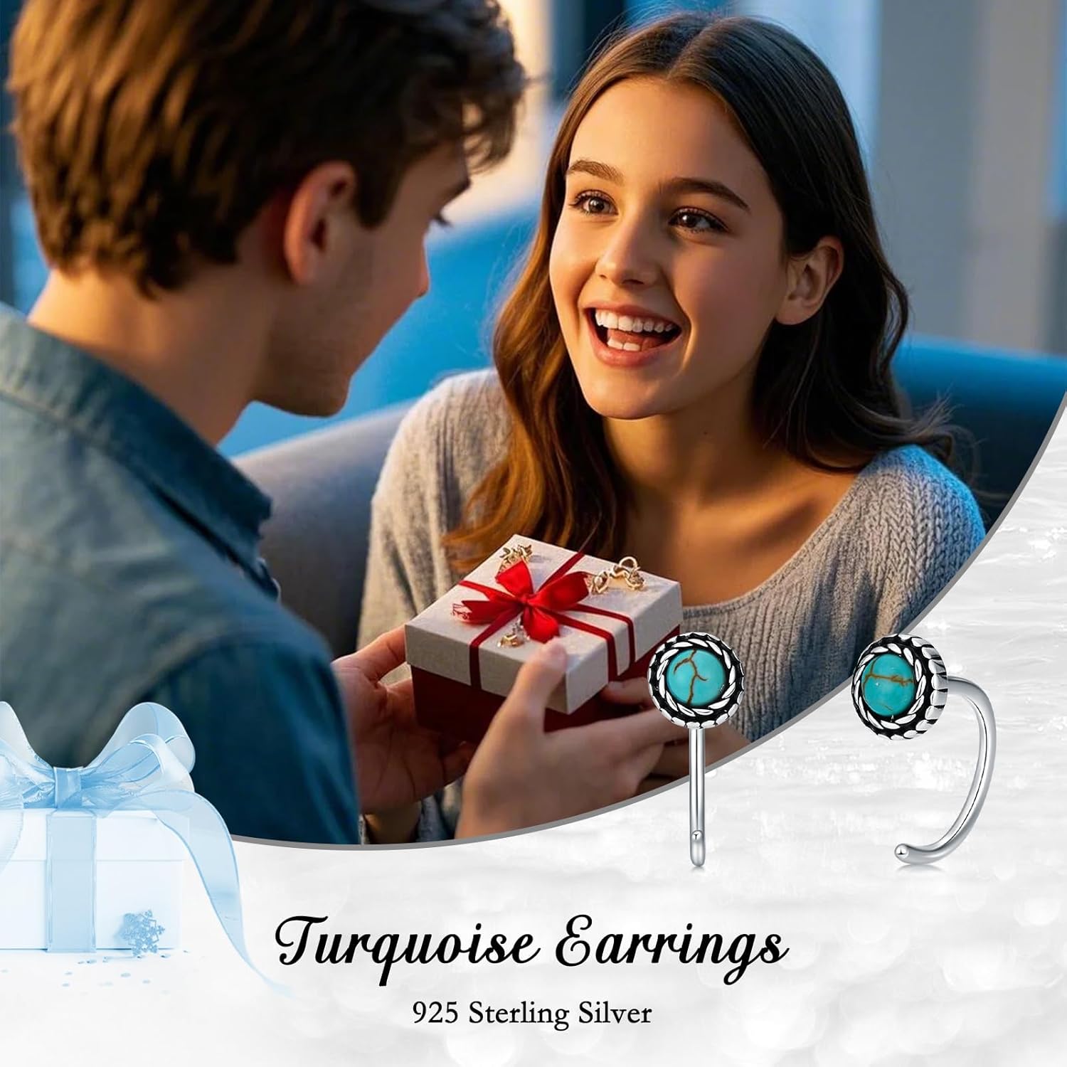 Natural Gemstone Hoop Earrings 925 Sterling Silver Small Half Hoop Earring Western Boho Jewelry Gift for Women