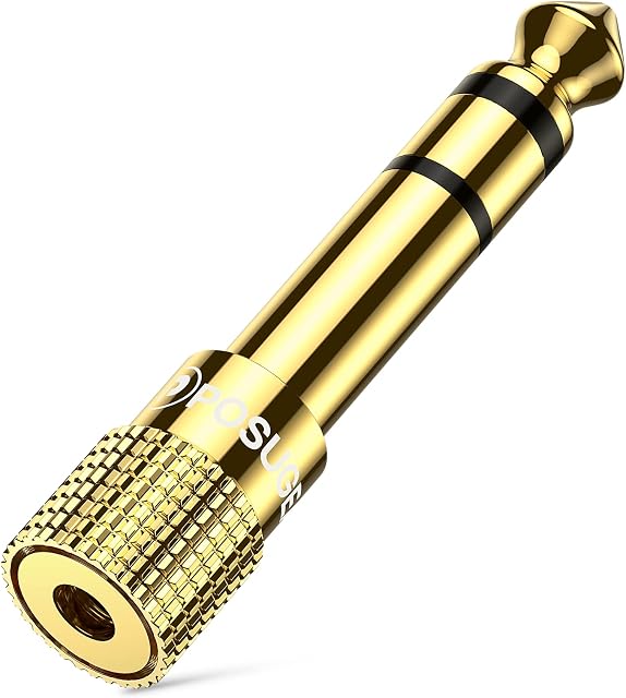 Headphone Jack Adapter, POSUGEAR Gold Plated Headphone Adapter 6.35mm (1/4 inch) Male to 3.5mm (1/8 inch) Female Audio Plug, Aux Jack Converter for Electric Keyboard, Speaker