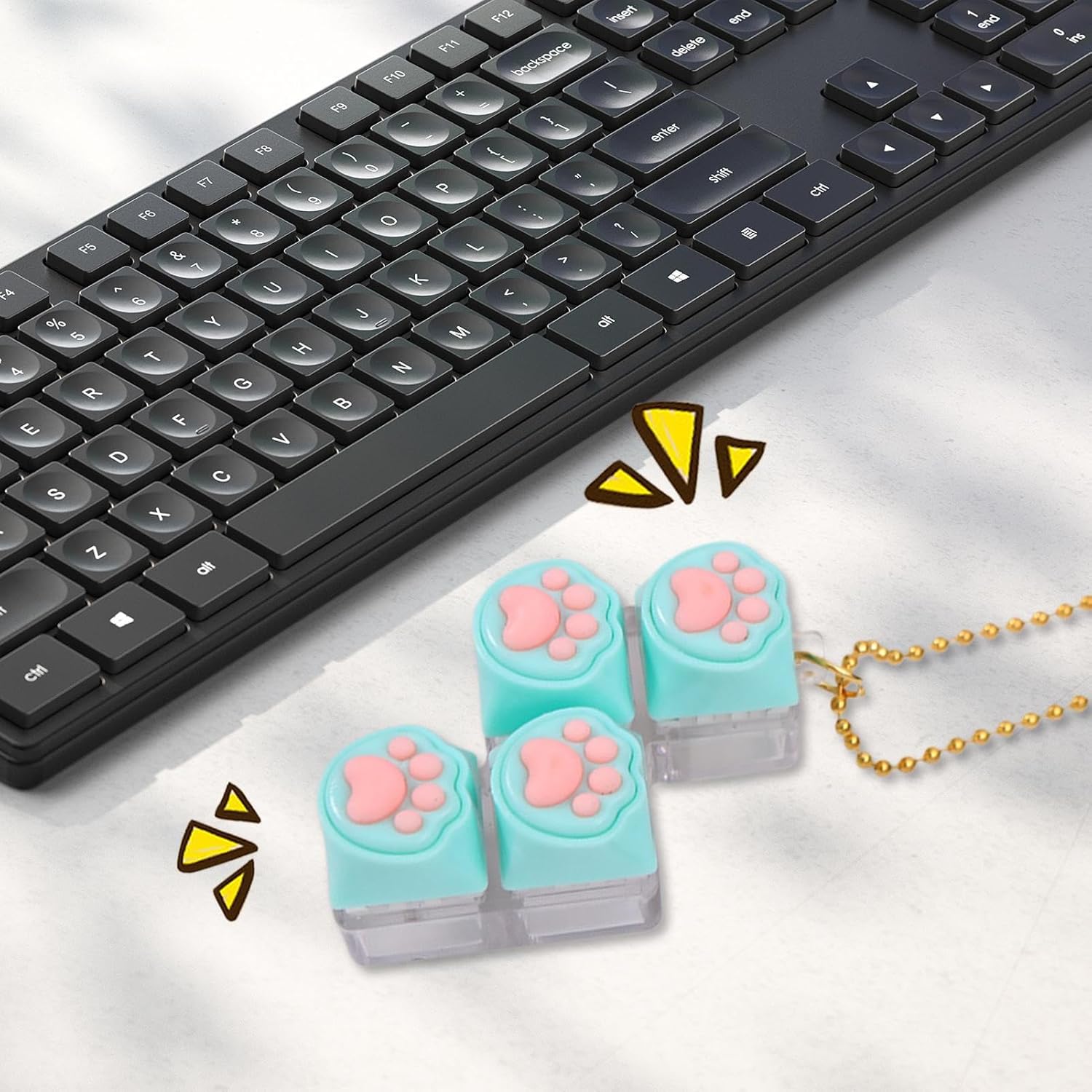 Keyboard Fidget Toy, Portable and Compact, 6.2x3.2x3.2cm, Cat Paw Mechanical Keyboard Fidget Swi-tch, Portable Stress Relief Clicker, Easy to Carry, for Classroom School Work Home Car Travel