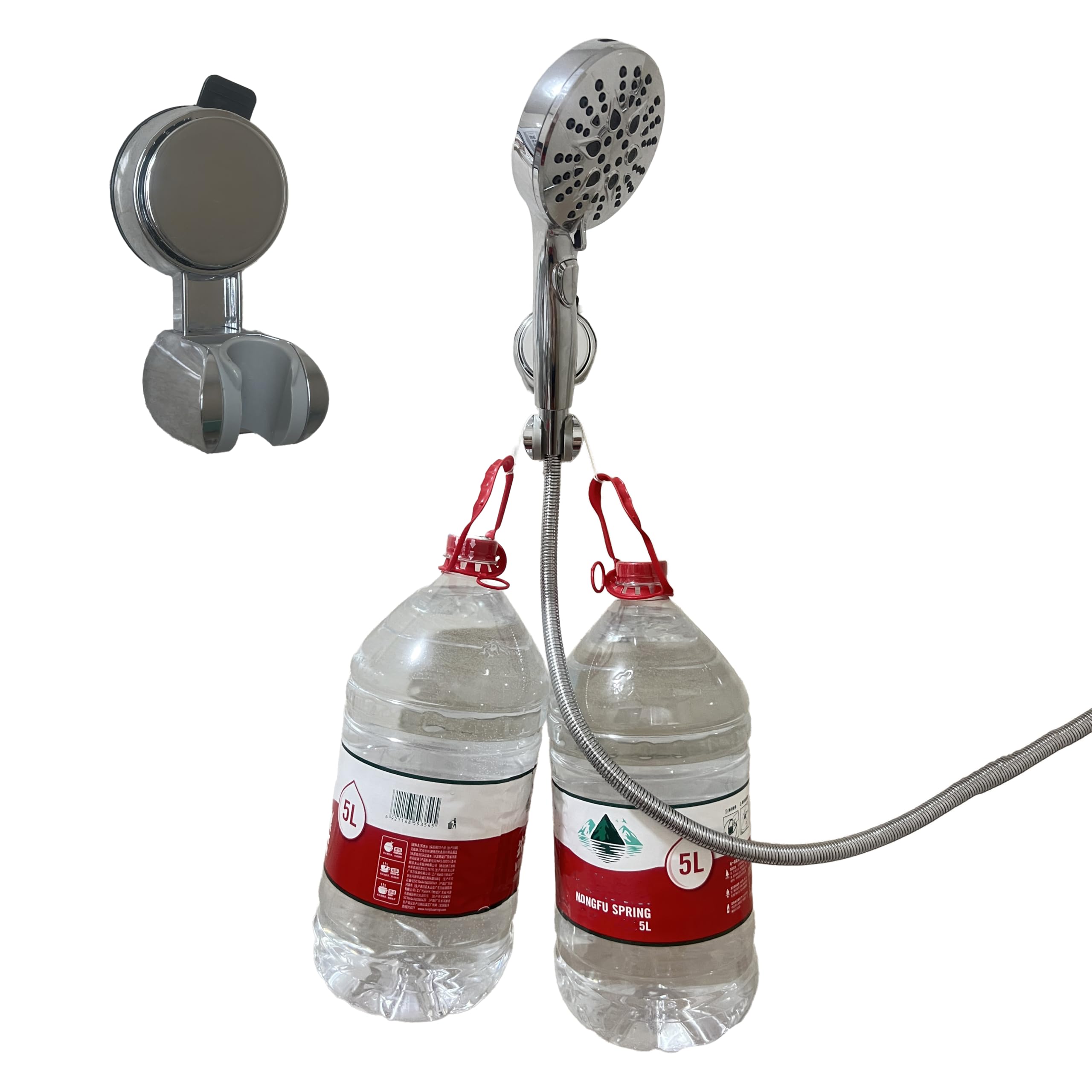 iooioo Suction Shower Head Holder, Relocatable Handheld Showerhead Holder, Withstand 20 LBS, Chrome