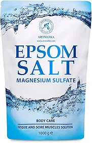 Banho de sal Epsom 1 kg – Sulfato de magnésio 100% puro – Relaxante e desintoxicante – Cuidados com o corpo e melhor sono