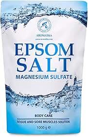 Banho de sal Epsom 1 kg – Sulfato de magnésio 100% puro – Relaxante e desintoxicante – Cuidados com o corpo e melhor sono