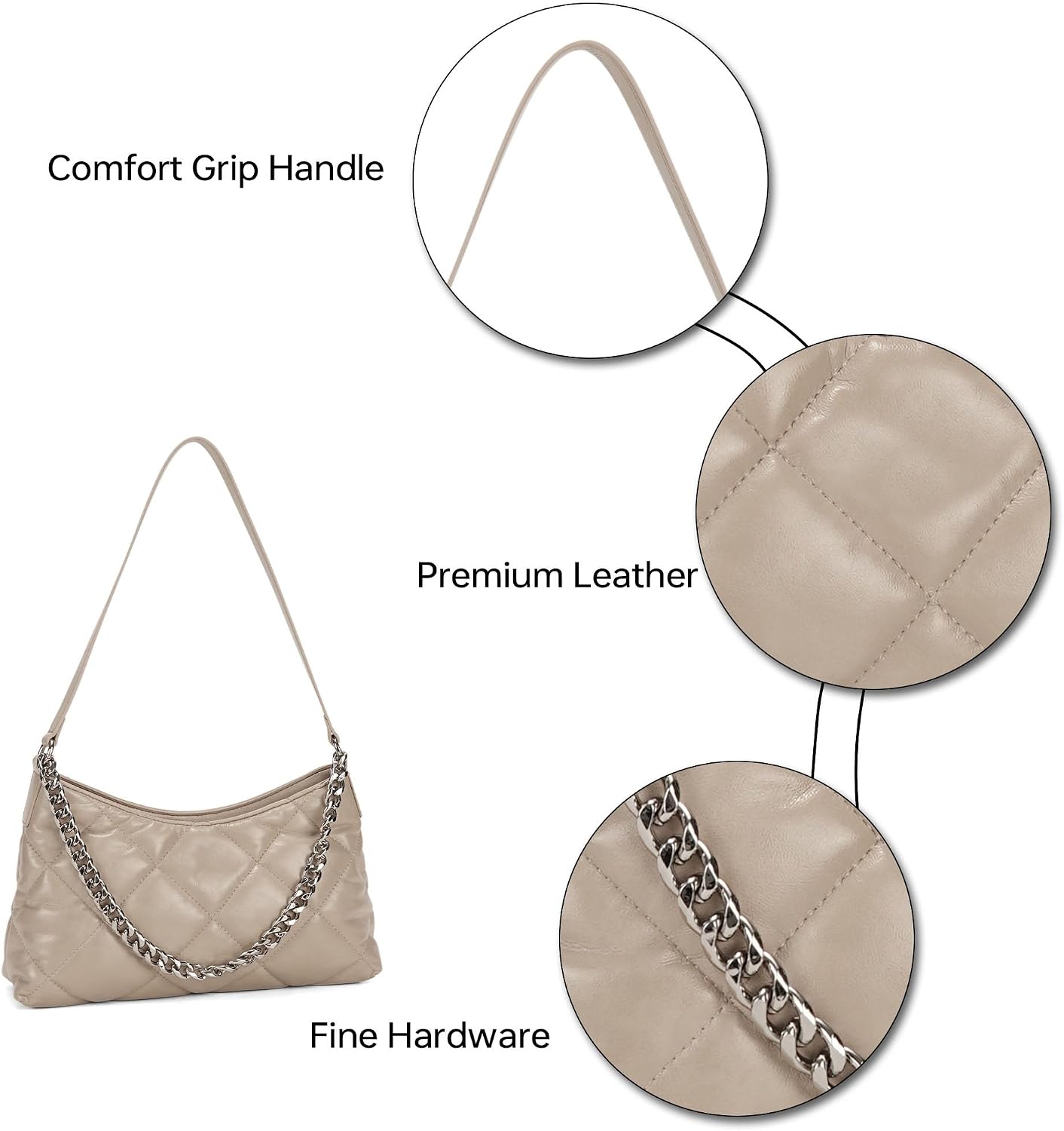 GEMIU Quilted Shoulder Bags for Women - Trendy Tote Hobo Handbag Clutch Purse with Chain
