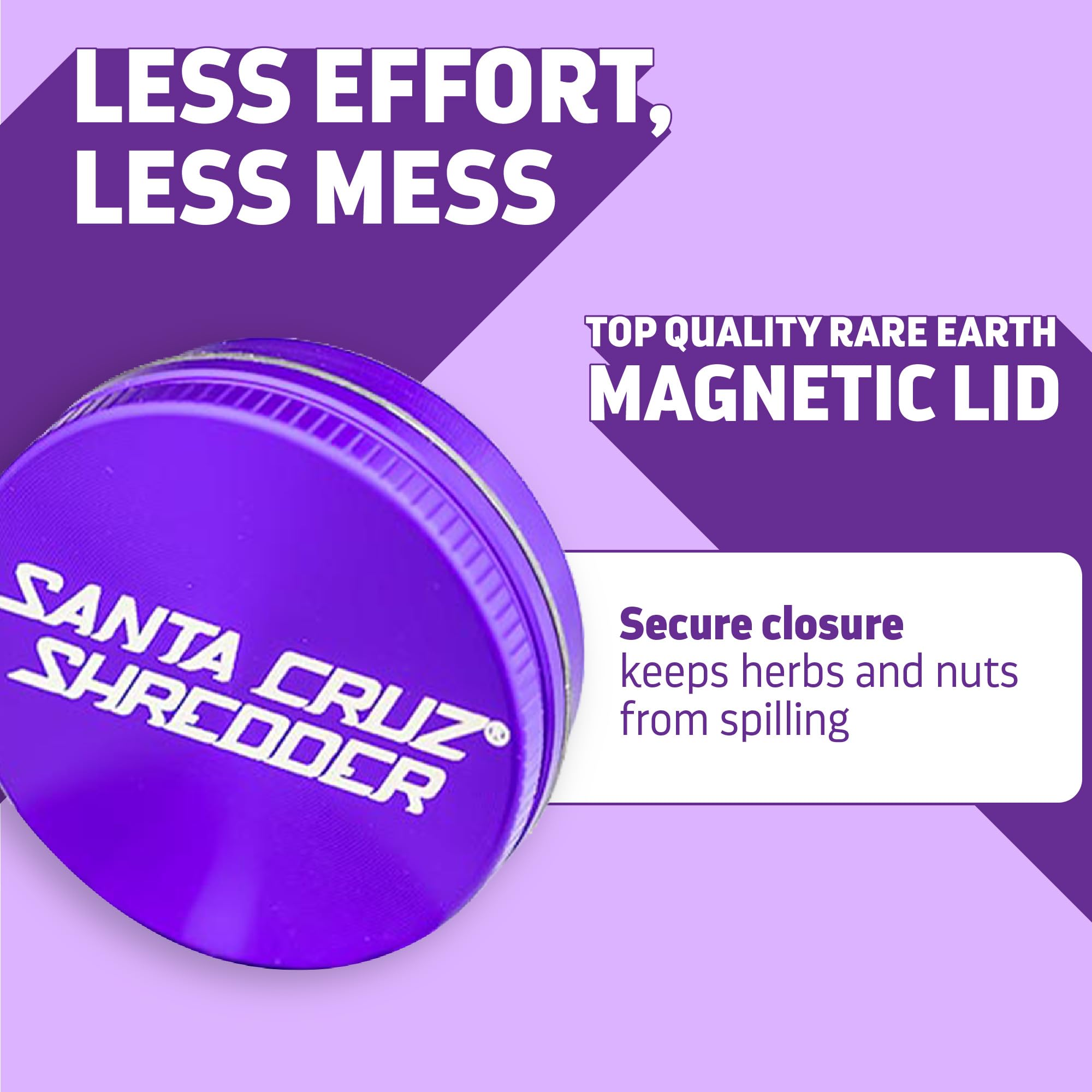 Santa Cruz Shredder Metal Herb Grinder Knurled Top for Stronger Grip 2-Piece 2.7" (Purple), Dimensions: 2-3/4″ Diameter, Height 1" - Image 4