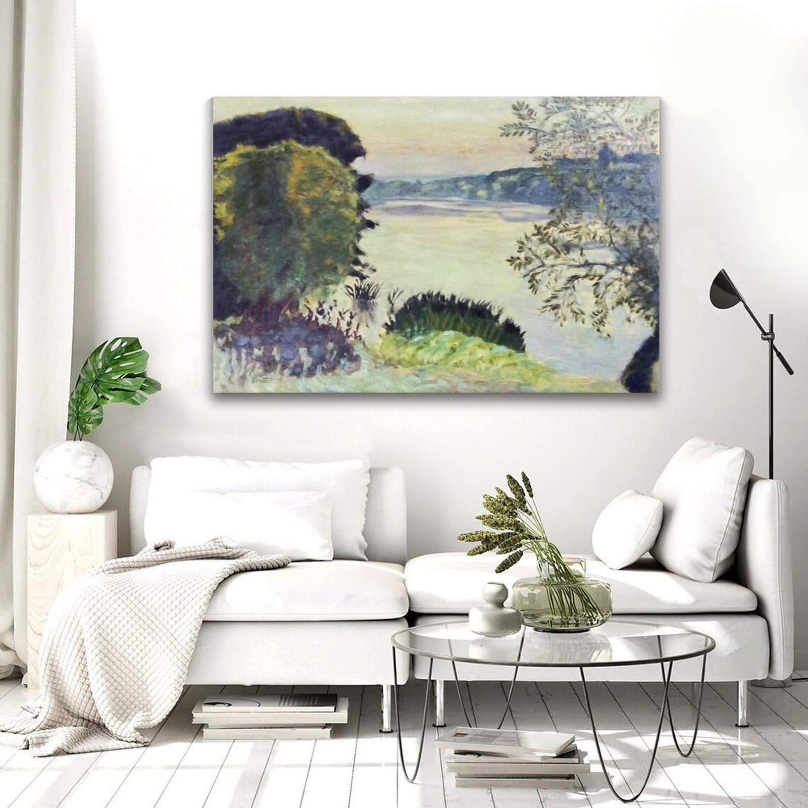 The Seine at Vernon Painting by Pierre Bonnard Póster Moderno, Cuadro Decorativo, Cuadro en Lienzo, Cuadro para Salón, Dormitorio, Moderno Mural para Habitación Familiar, Impresiones de 60 x 91 cm (60