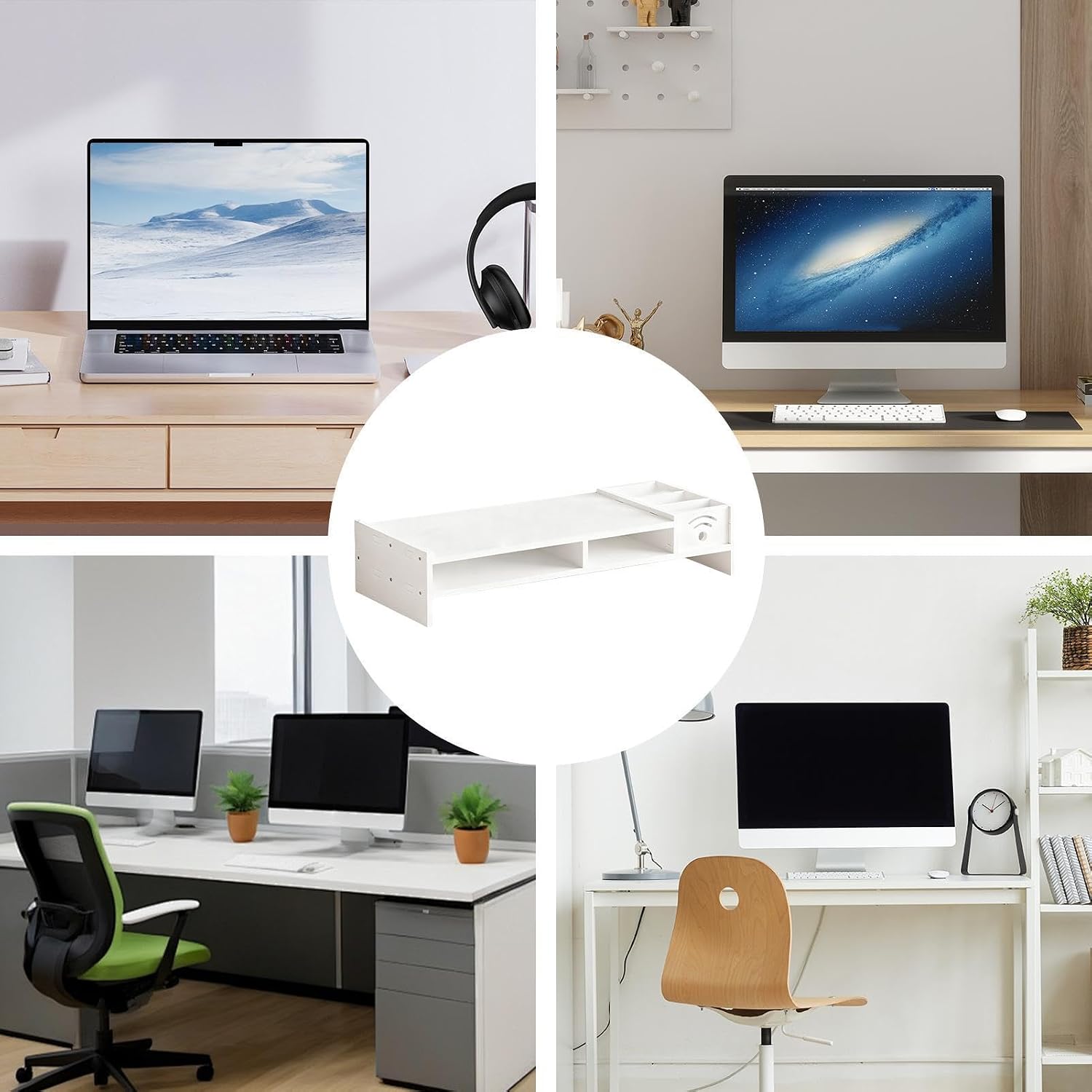 Monitor Stand, 2 Tier Ergonomic Riser Shelf, 4.3 Inch Computer Stand with Storage Organizer, Laptop Desk Shelf for Home Office Study Dorm Room TV