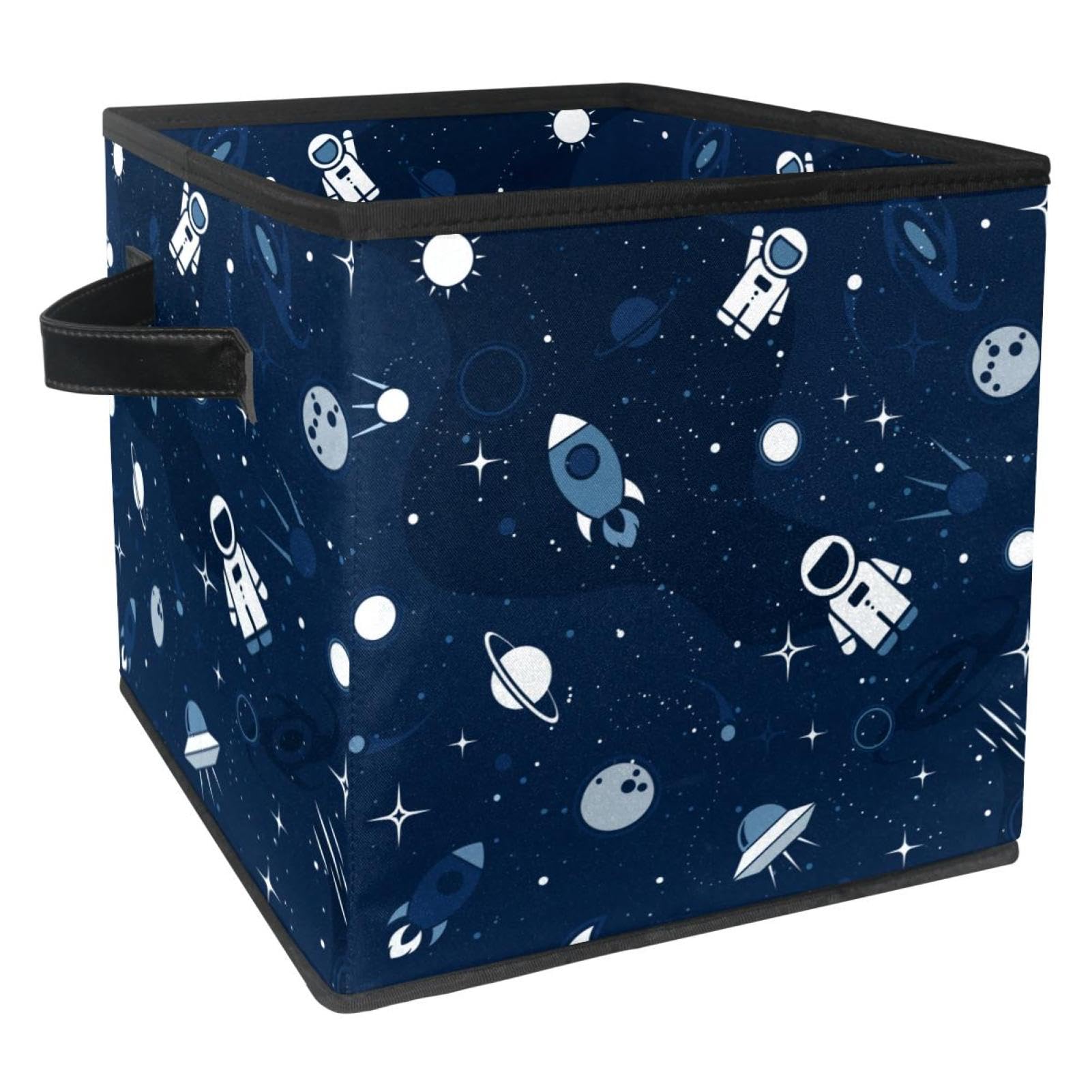 Boîte de rangement pliable cube en tissu motif astronaute pour chambre enfant
