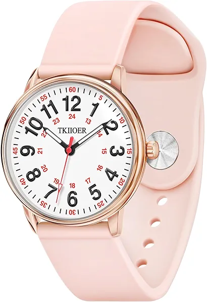 TKIIOER Nurse Watch for Nurse Medical Professionals Students Women Men, 50M Waterproof 12/24 Hour Military Time Luminous Easy Read Dial, Second Hand Watch for Nursing