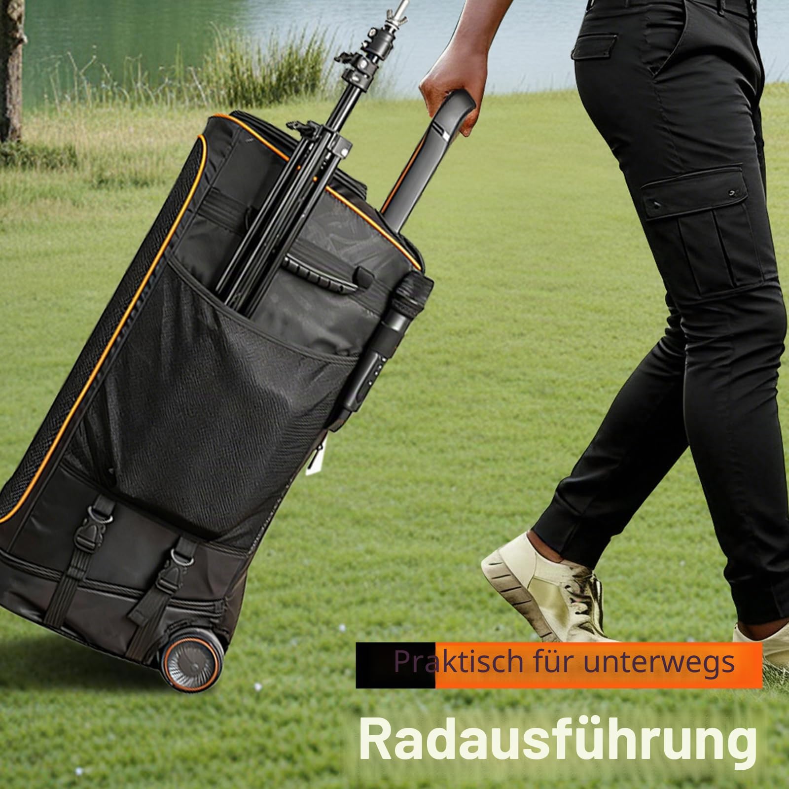 Schutzhülle Tasche für JBL PartyBox 520, Wasserdichte Transporttasche mit Rollen, Staubdichte Aufbewahrungstasche für JBL PartyBox 520 Lautsprecher für Reisen im Freien (Schwarz)