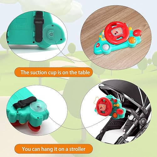 Miniatura 5 de HANMUN Juguetes de asiento de automóvil para bebé, juguete para volante de automóvil con luces musicales y sonidos de conducción, juguetes para