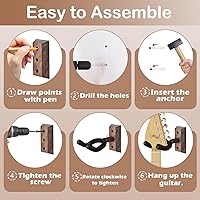 Vista 6 de DOMMI Soporte de pared para guitarra 4 unidades, Soporte de guitarra con gancho giratorio suave para guitarras de todos los tamaños, Soporte