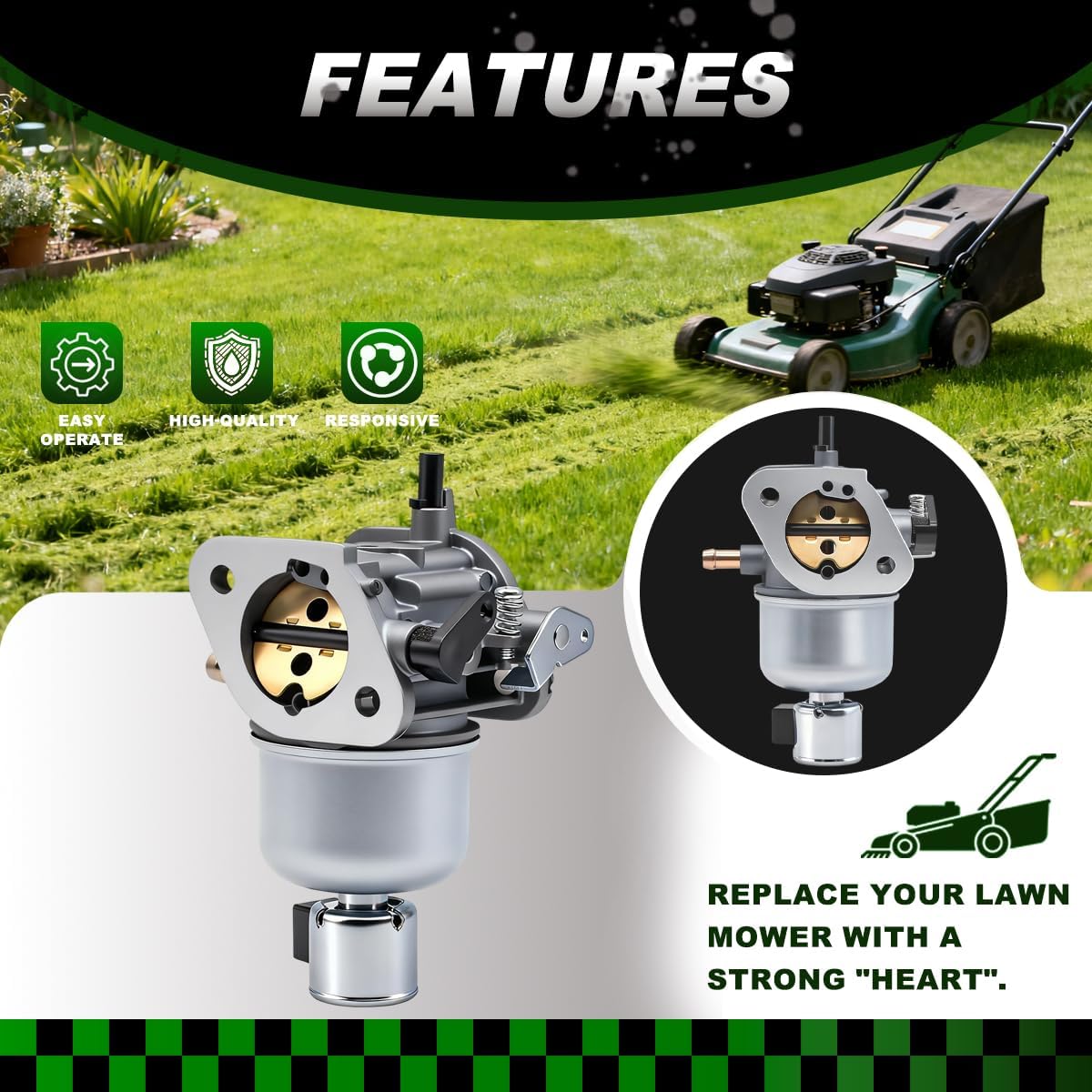 15003-7081 Carburetor with Fuel Pump Fit for Kawasaki FH580V FH541V 19Hp 4 Cycle Engines Replaces #15004-7056 15003-7102 15003-7086