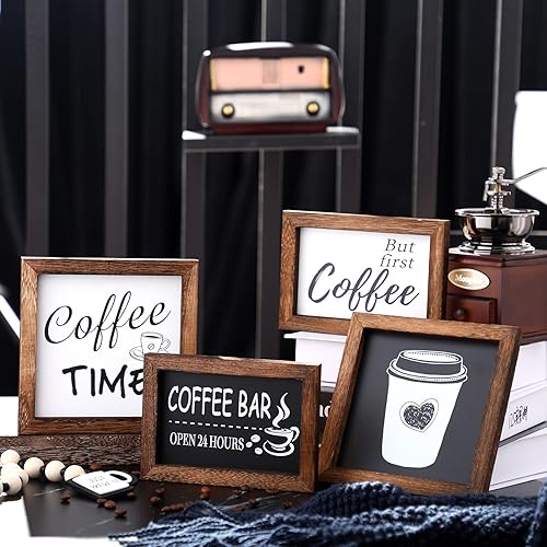 Miniatura 3 de Jetec Letreros de decoración de cafetería, decoración de pared de cafetería, decoración de mesa, bandeja escalonada para decoración de cocina, juego