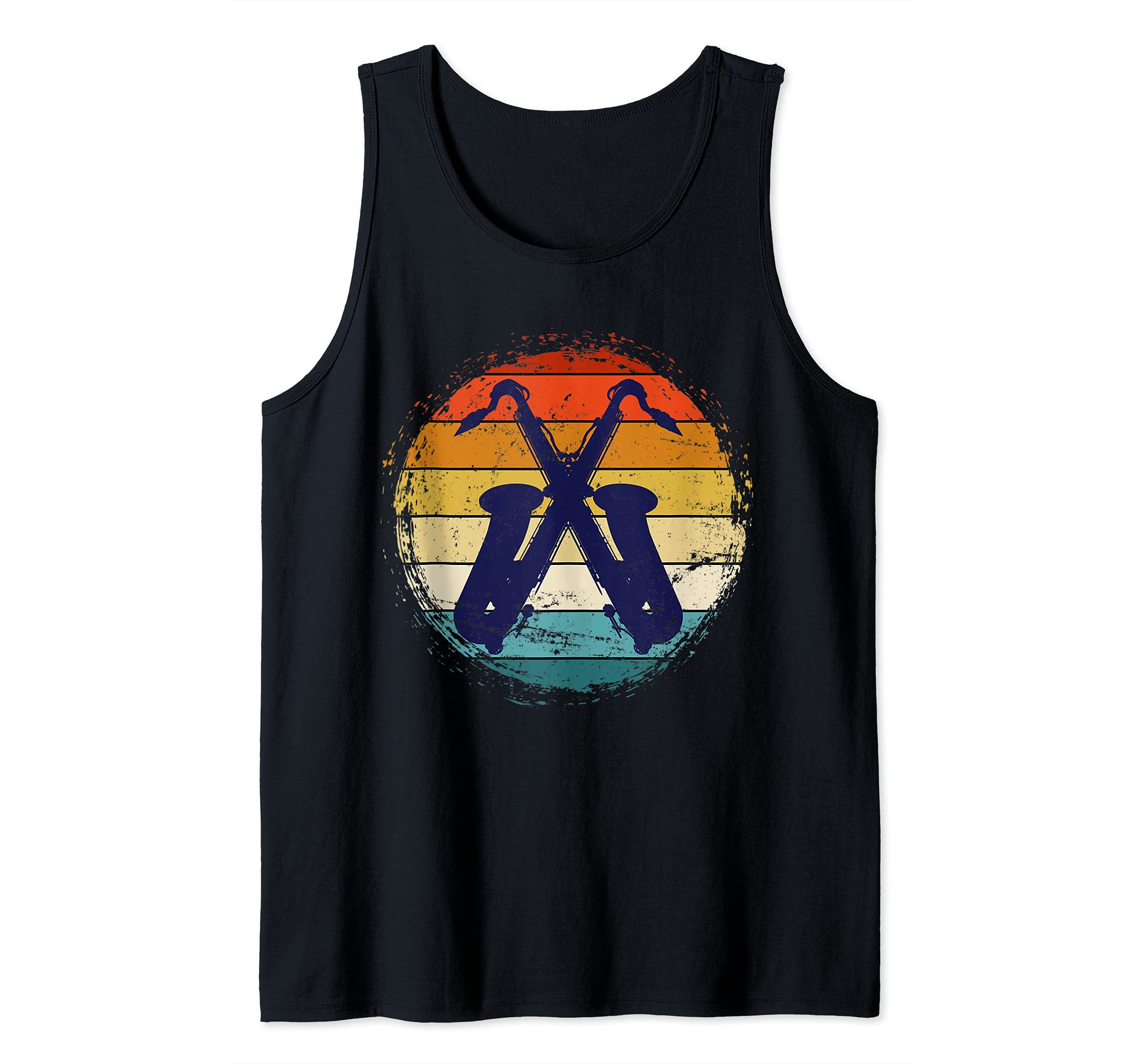 Musical Instrument Saxophonist Retro Jazz Musician Saxophone Tank Top, Black