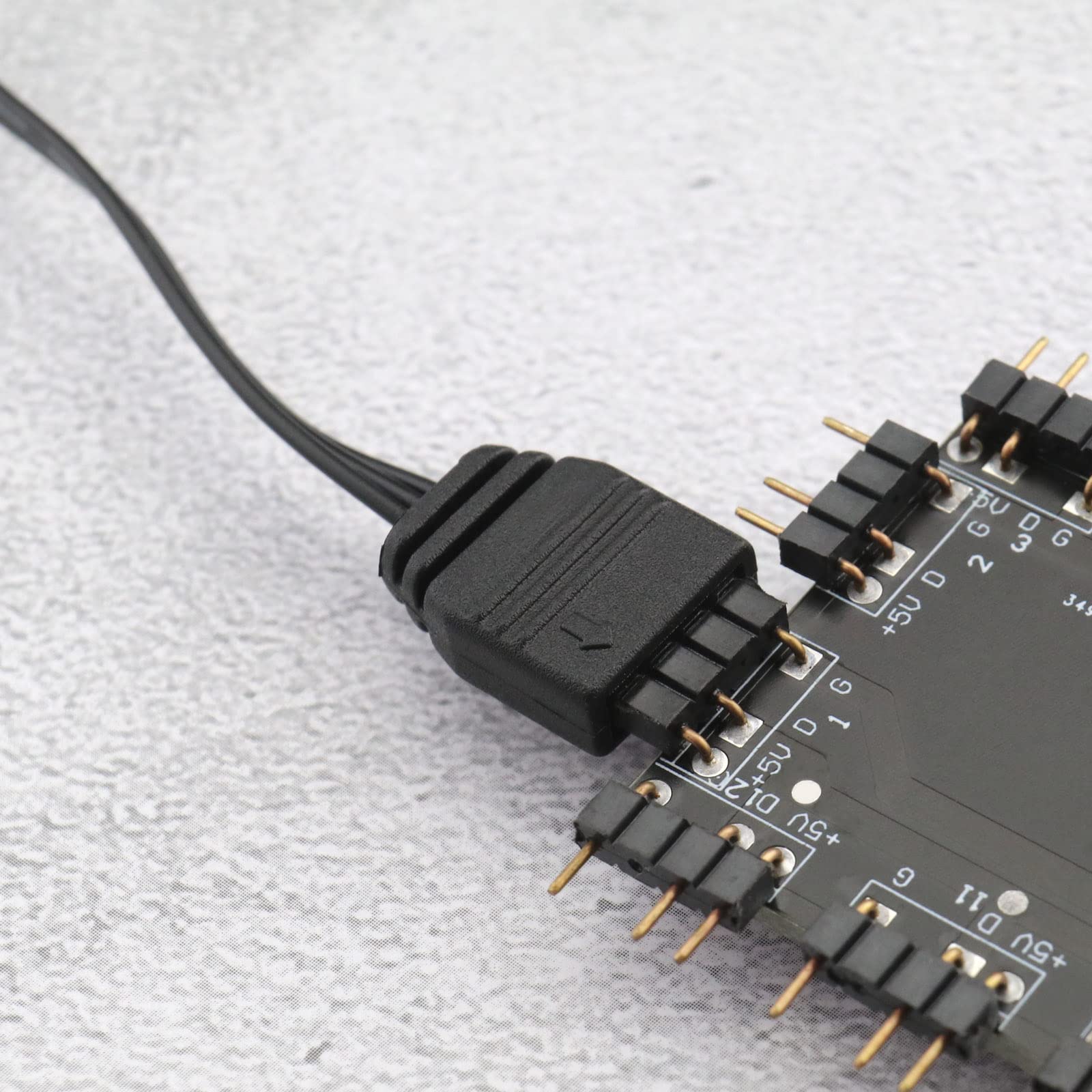 HLT 12 Way 5V 3 Pin ARGB Hub Splitter - PC RGB LED Controller With Magnetic Standoff For ASUS/MSI Motherboards