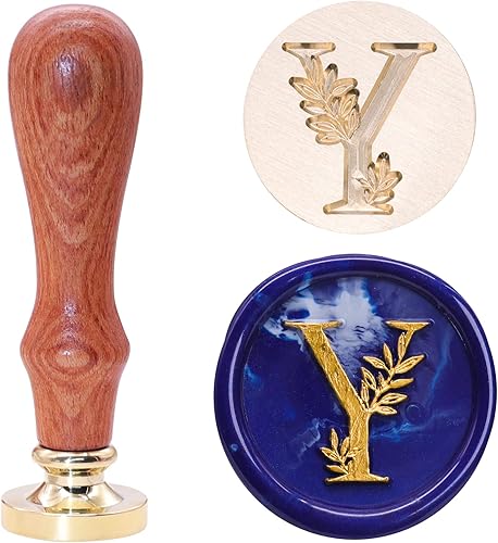 SWANGSA Sello de cera con letra inicial del alfabeto Y, elegante sello de letras botánicas vintage para invitación de fiesta de boda, envoltura de