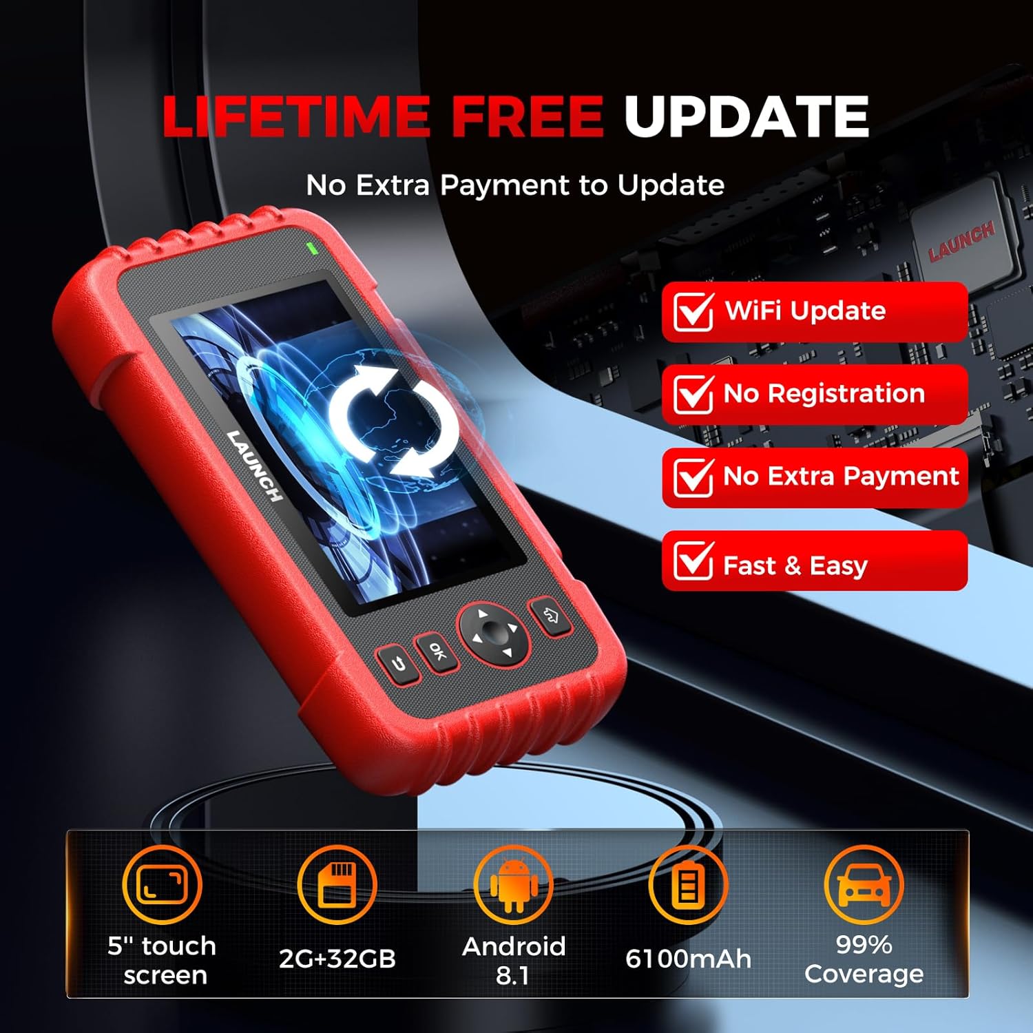 Launch OBD2 Scanner CRP123X Elite V3.0, 2025 Lifetime Free Update Diagnostic Scan Tool Supports CAN FD DoIP, Car Engine Code Reader with Oil/Brake/SAS/BMS/D.P.F/ABS Bleeding/Throttle Reset, Auto VIN