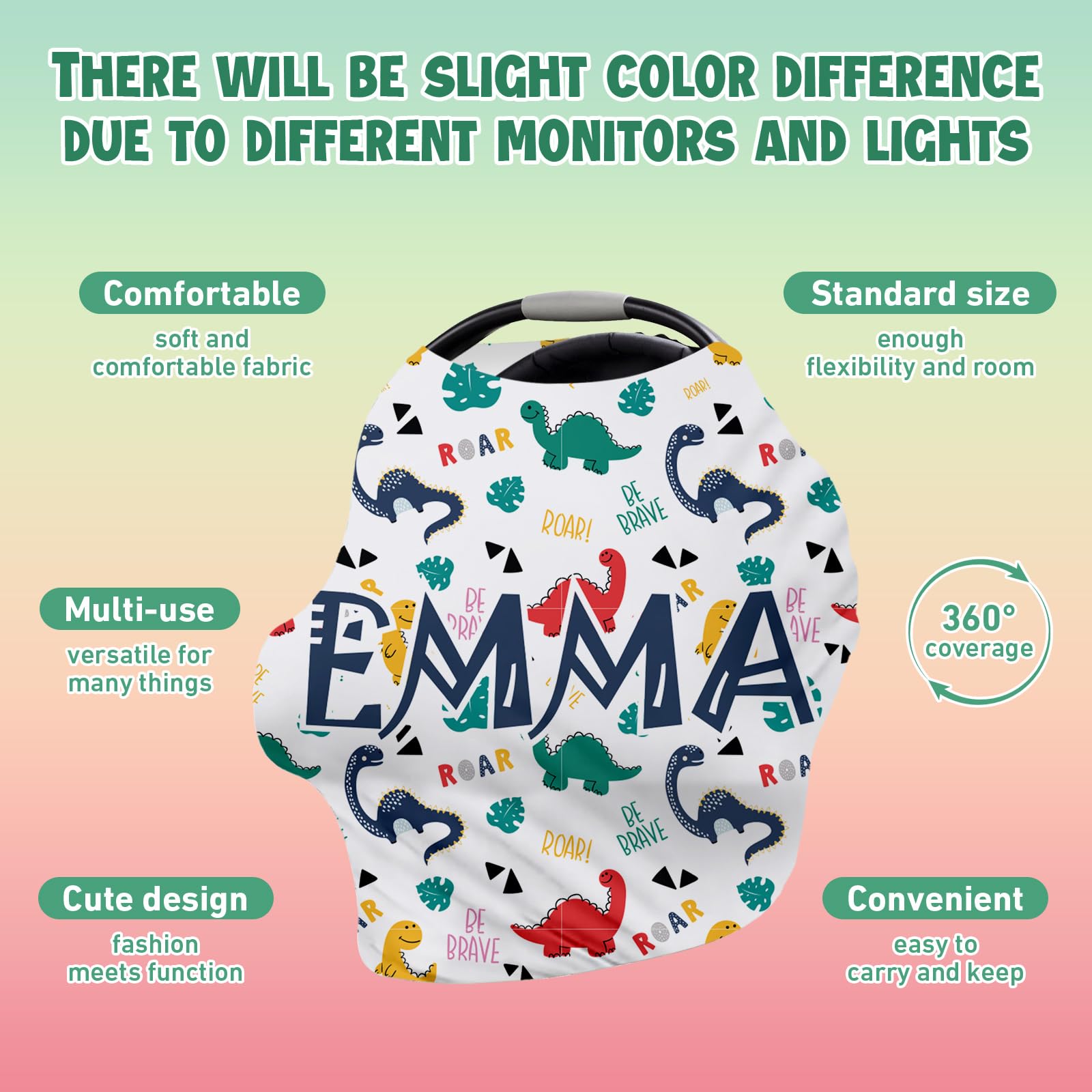 Personalised Infant Car Seat for New Parents - Baby Carseat Cover, Breast Feeding Cover, Multi-Function pad for Boys Girls Toddlers - Christmas Gifts for Parent Babies(27