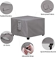 Vista 5 de Easy-Going Funda otomana cuadrada para patio, funda otomana impermeable para exteriores, resistente a la decoloración, fundas duraderas para muebles