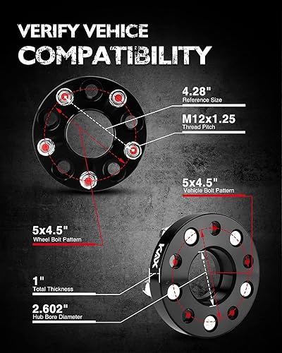 Vista 548 de KAX Espaciadores de rueda de 0.236 x 5.315 in, espaciadores de rueda centrados de 2 pulgadas y 6 lengüetas para F-15-0, Expedition, Mark LT, Negro