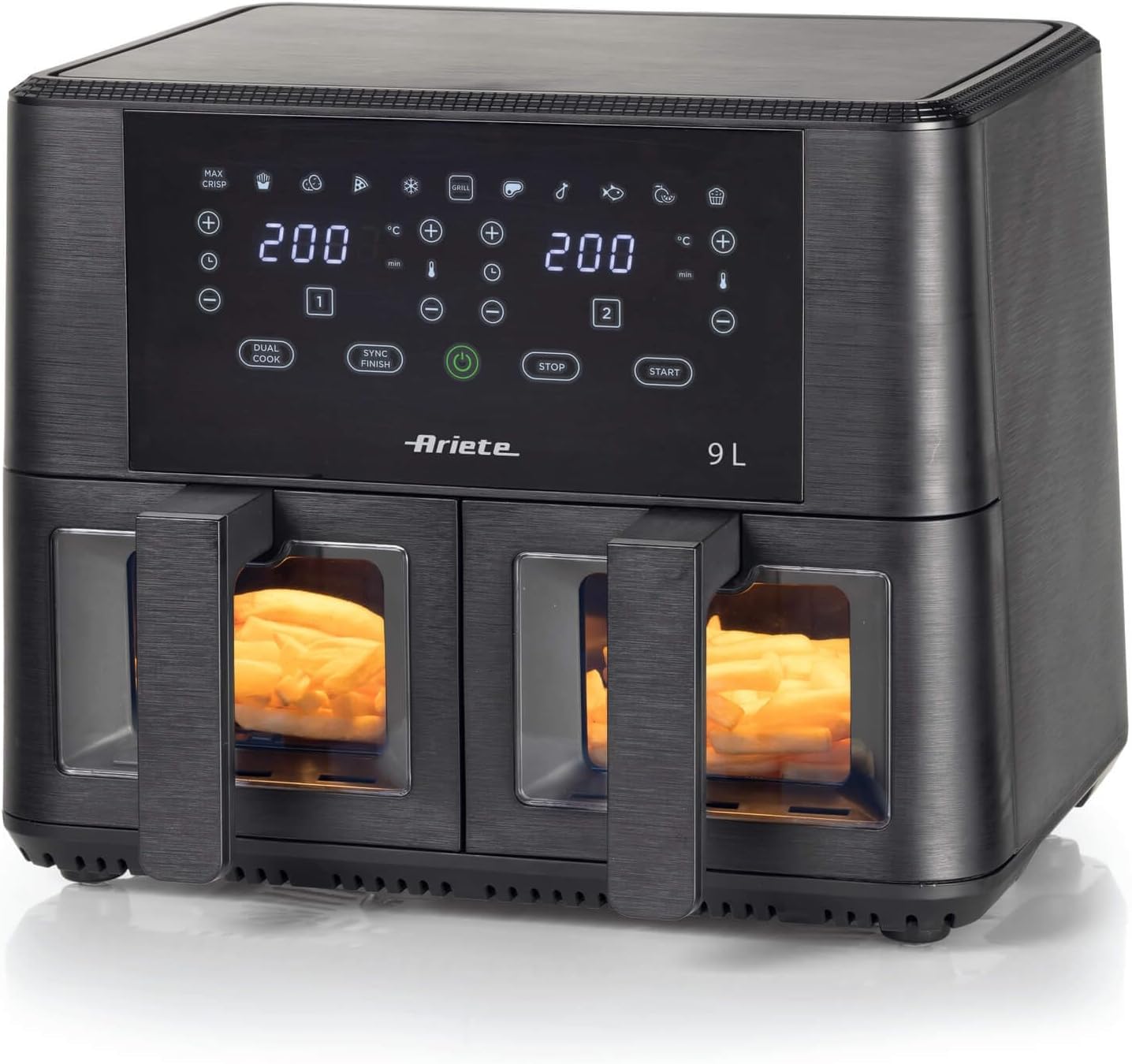 Friteuse à air double Ariete 4631 grande capacité 9L multifonction noire