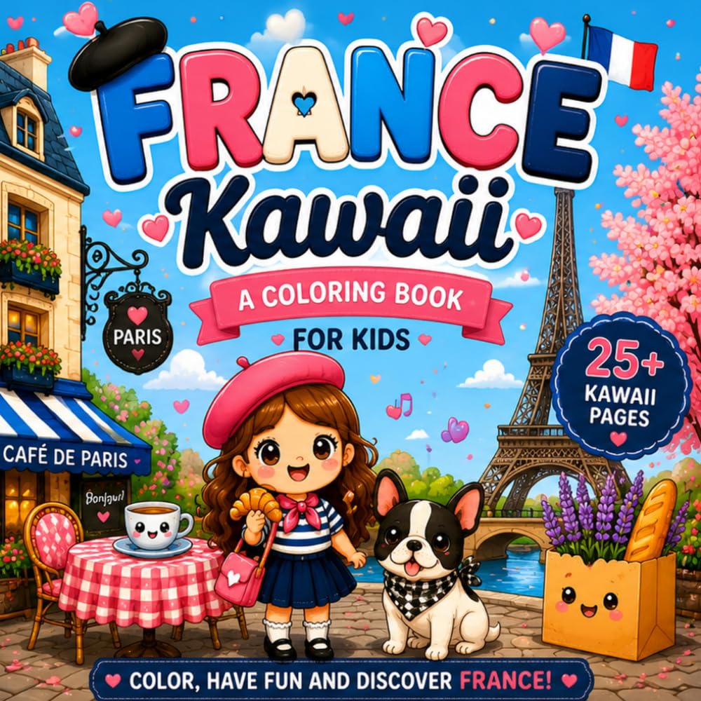 France Kawaii: A Coloring Book for Kids (kawaii travel Adventures)