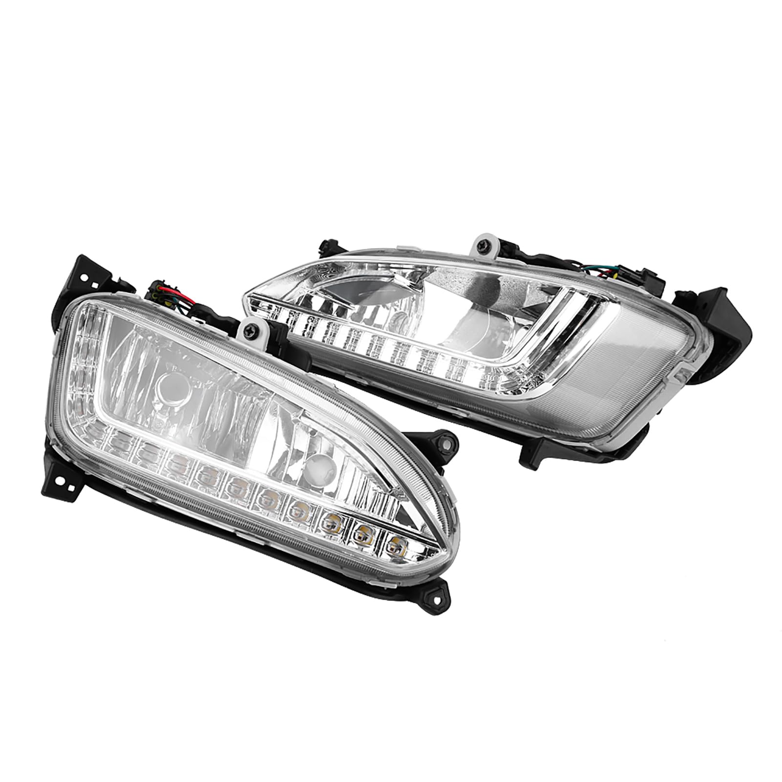 Tbest Luces Antiniebla Diurnas de Santa Fe, 1 par de Luces de Circulación Diurna para Coche, Cubierta de Lámpara Antiniebla Drl para Hyundai Santa Fe Ix45 2013 2015