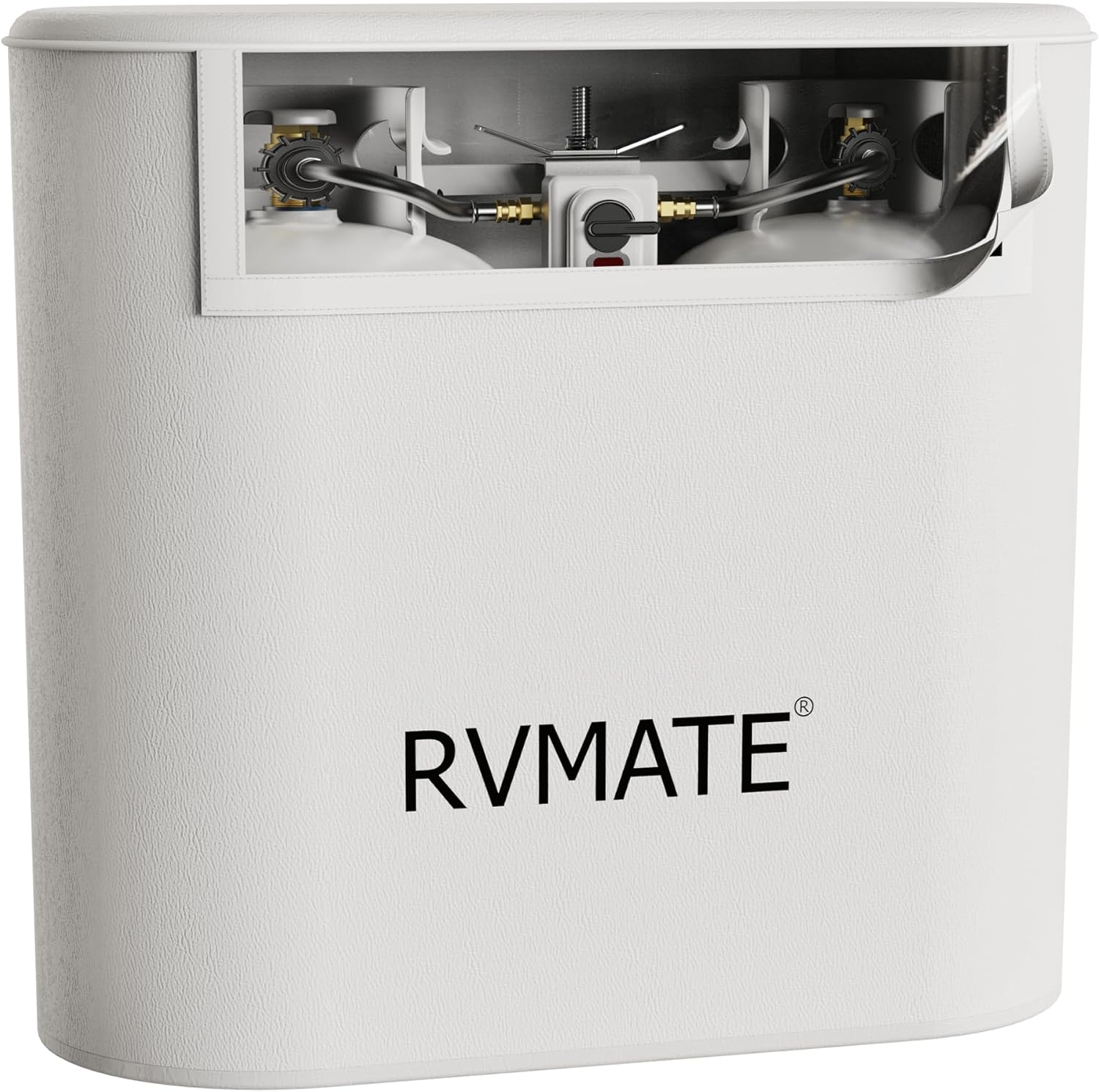 RVMATE RV Propane Tank Cover, Waterproof, Anti-UV, White Camper Propane Tank Cover, Fits 30LB Dual Propane Tanks, for RV/Trailer/Camper Accessories