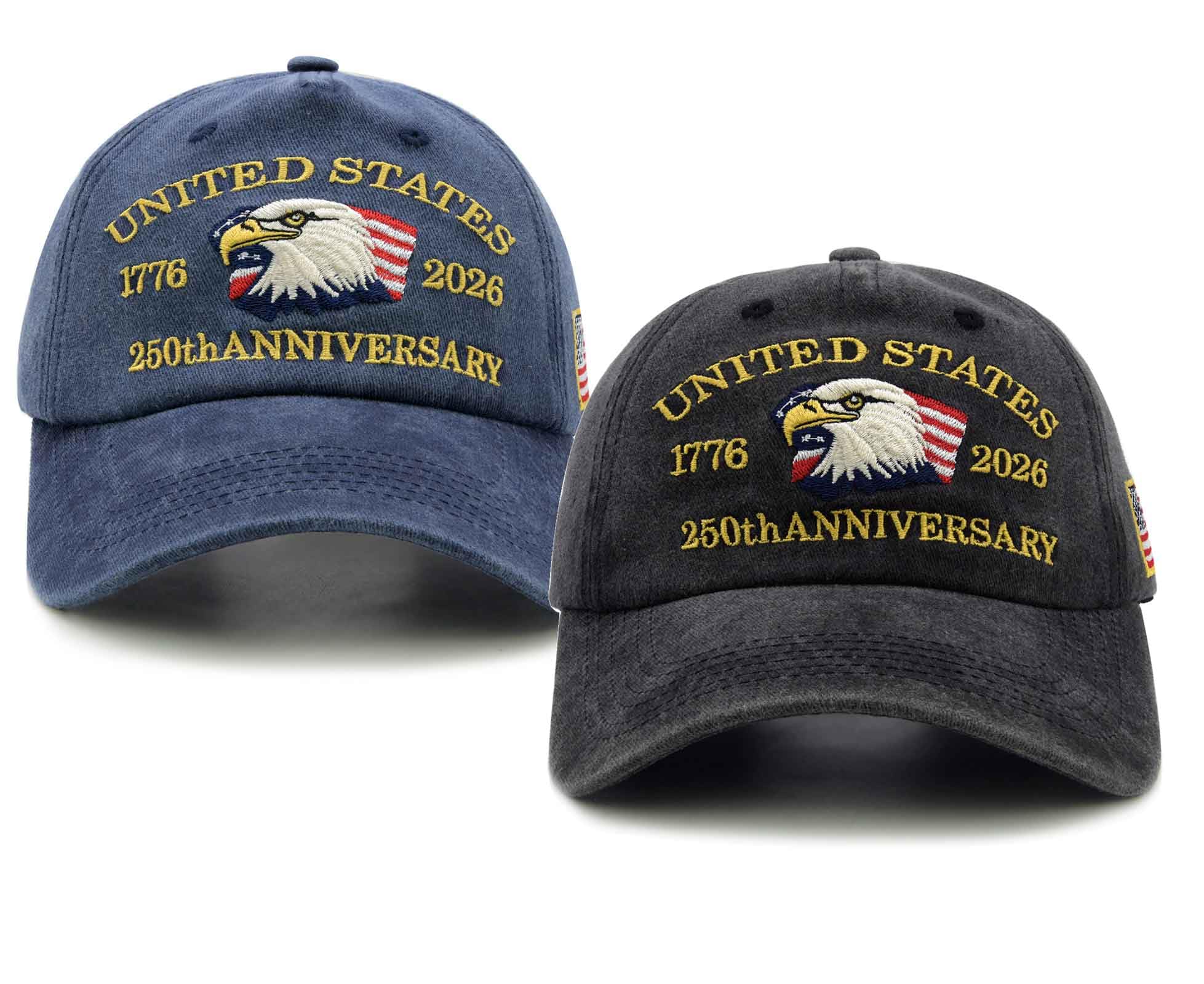 Qoyupuza 2 Packs 250th Anniversary USA Hats