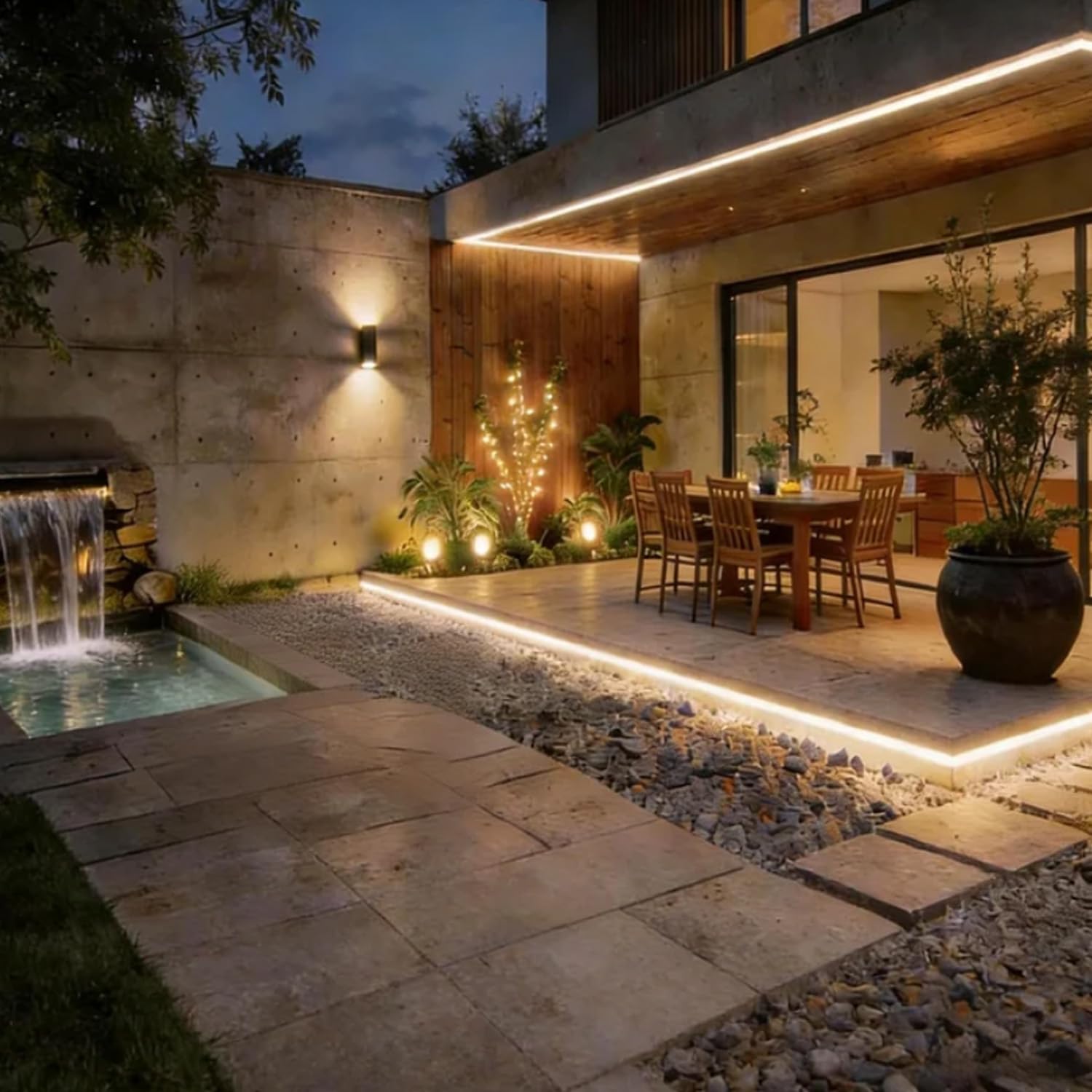 Striscia LED COB 10 m, 230 V, collegamento diretto a LED, impermeabile, autoadesiva, per esterni, flessibile, 4000 K, colore bianco naturale per interni ed esterni, illuminazione