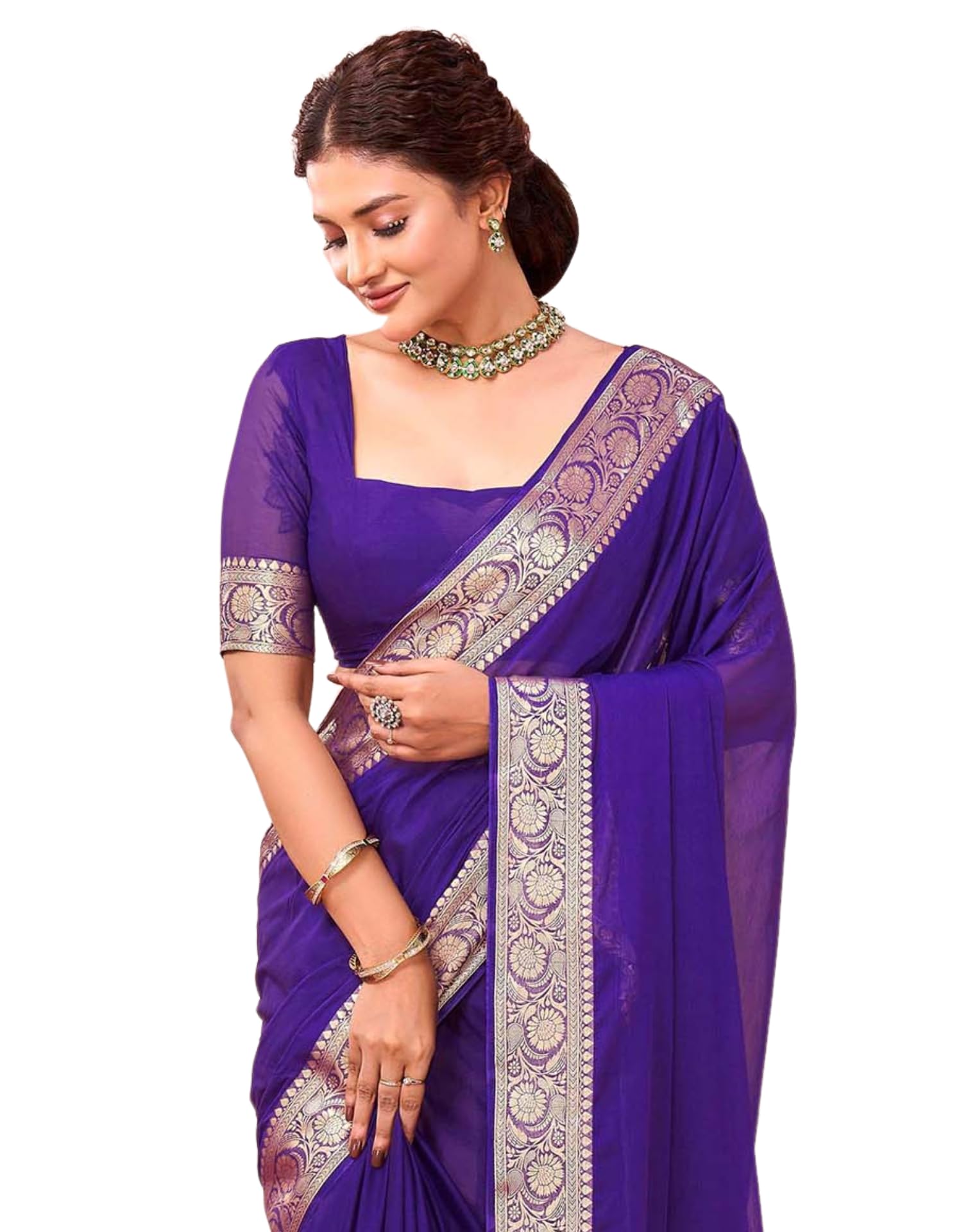 siril Women's Georgette Jacquard Saree With Unstitched Blouse Piece-picture-10