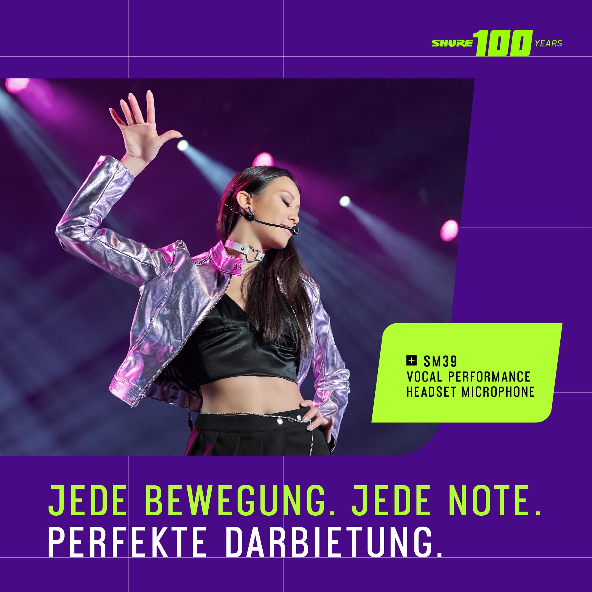 Shure SM39 Mikrofon - Kardioid-Kopfbügelmikrofon für Sprach- und Performance-Anwendungen, TA4F-Anschluss (SM39-TQG)