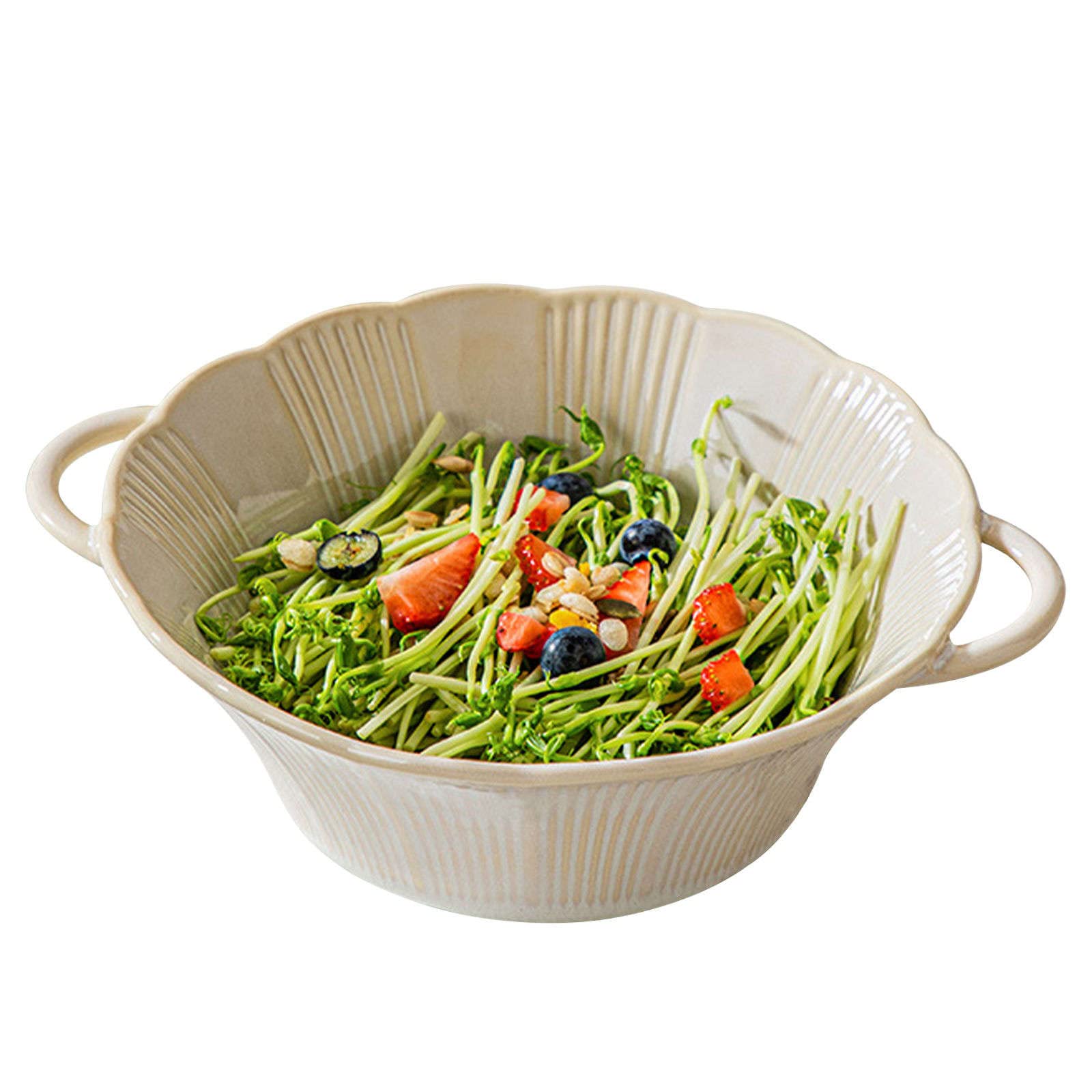 Cuenco para ensalada, cuencos para sopa, cuenco de cerámica con asa, cuenco de ramen de cerámica, cuencos Pho grandes, cuenco para sopa apto para microondas, cuenco para fideos Udon-azul-24x20x7cm,