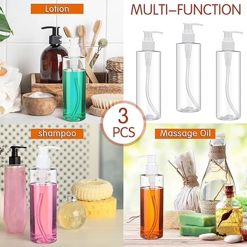 Miniatura 6 de Eaasty 3 juegos de funda para botella de masaje, funda individual ajustable y botellas dispensadoras de plástico de 8 onzas para aceite de masaje de