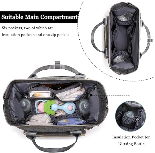 Miniatura 8 de KYALOU Bolsa de pañales pequeña, mini mochila de bebé para mamá, bolsa de viaje impermeable multifunción para niños y niñas, Negro -