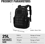 Mardingtop Petit sac à dos tactique, sac à main militaire Molle,25L Sac à dos pour randonnées en moto Camping Trekking Traveling