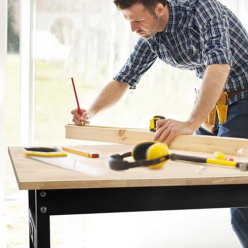 Miniatura 4 de Banco de trabajo ajustable, banco de trabajo de 47.5 x 23.6 pulgadas para garaje con toma de corriente, capacidad de carga de 2200 libras, mesa de