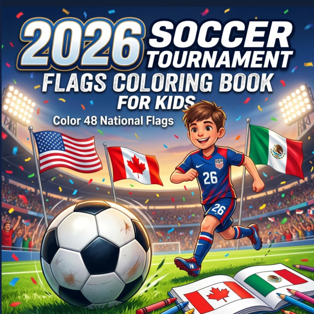 2026 Soccer Tournament Flags Coloring Book for Kids: Fun Flag Coloring, Country Discovery and Soccer-Themed Learning Activities for Kids Ages 4-8