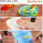 Shuttle Art Outdoor Acrylic Paint Set, 36 Colors 2oz/60ml Waterproof Acrylic Paint with 10 Brushes 1 Palette, Rich Pigmented Paints for Artists, Beginners on Rocks, Wood Crafts, Garden Statues