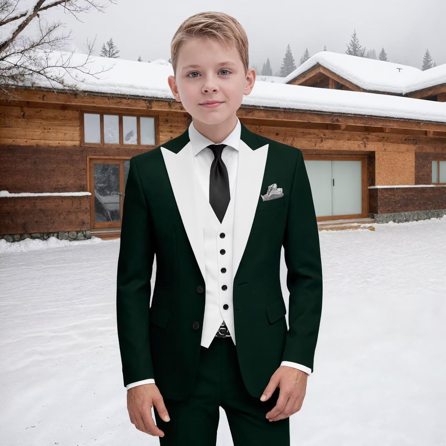Boy Suits 3 Piece Formal Suits for Boys Slim Fit Blazer Vest Pants for Wedding Dinner Party
